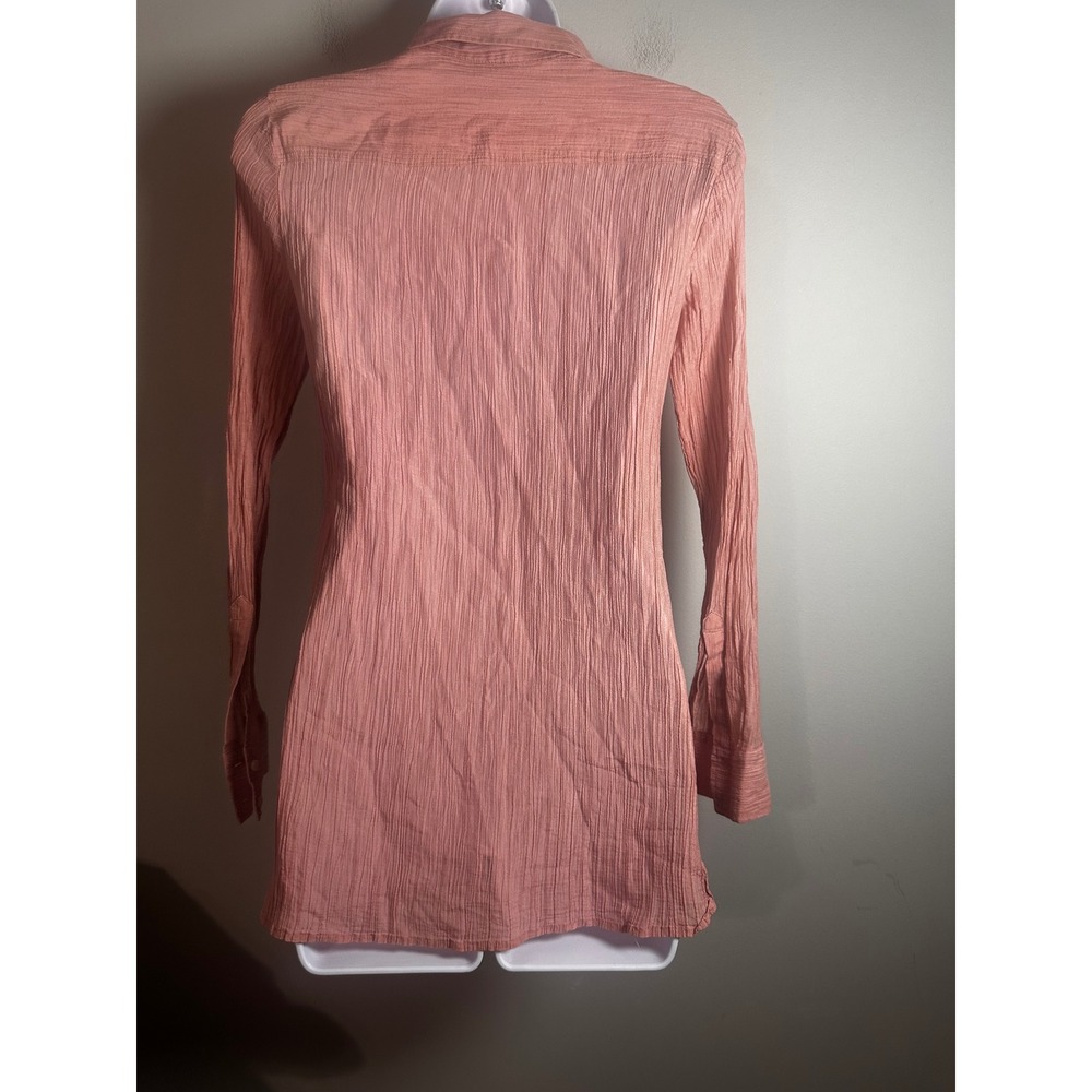Banana Republic Silk Blend Crinkle Pintuck Tunic Shirt Dusty Rose Pink Small - Picture 4 of 7